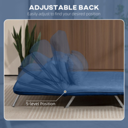 HOMCOM Two-Seater Click-Clack Sofa Bed - Dark Blue - thumbnail 5