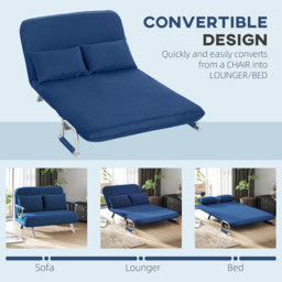 HOMCOM Two-Seater Click-Clack Sofa Bed - Dark Blue - thumbnail 4