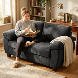 HOMCOM 2 Seater Sofa, 156cm Chenille Loveseat Sofa, Dark Grey - thumbnail 7