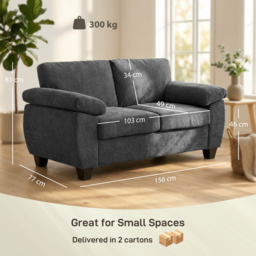 HOMCOM 2 Seater Sofa, 156cm Chenille Loveseat Sofa, Dark Grey - thumbnail 3