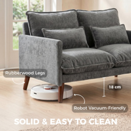HOMCOM 2 Seater Sofa, Loveseat Sofa with Spring Cushions, Wide and Deep Seat, Wood Legs, Grey - thumbnail 6