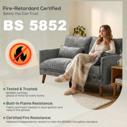 HOMCOM 2 Seater Sofa, Loveseat Sofa with Spring Cushions, Wide and Deep Seat, Wood Legs, Grey - thumbnail 7