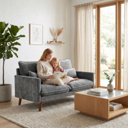 HOMCOM 2 Seater Sofa, Loveseat Sofa with Spring Cushions, Wide and Deep Seat, Wood Legs, Grey - thumbnail 9