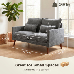 HOMCOM 2 Seater Sofa, Loveseat Sofa with Spring Cushions, Wide and Deep Seat, Wood Legs, Grey - thumbnail 3