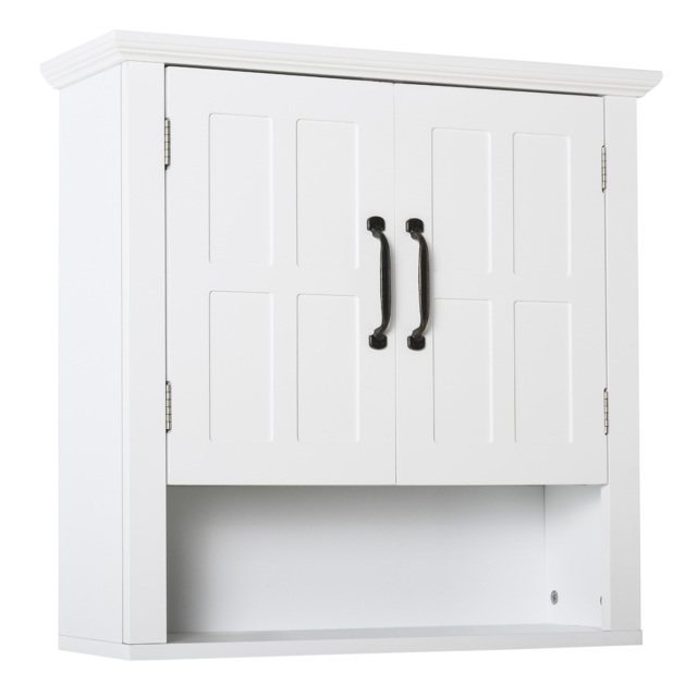 HOMCOM Bathroom Wall Cabinet, Medicine Cabinet, Kitchen Cupboard with 2 Doors and Adjustable Shelf, White - image 1