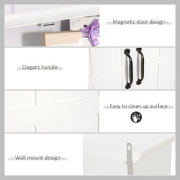 HOMCOM Bathroom Wall Cabinet, Medicine Cabinet, Kitchen Cupboard with 2 Doors and Adjustable Shelf, White - thumbnail 6