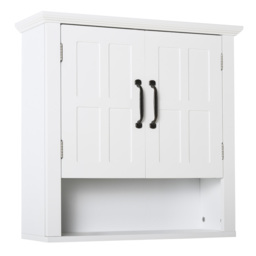 HOMCOM Bathroom Wall Cabinet, Medicine Cabinet, Kitchen Cupboard with 2 Doors and Adjustable Shelf, White - thumbnail 1