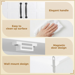 HOMCOM Bathroom Wall Cabinet, Medicine Cabinet, Kitchen Cupboard with 2 Doors and Adjustable Shelf, White - thumbnail 6