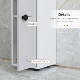 kleankin 180cm Slim Bathroom Cabinet, with Drawer, Shelves and Cupboards - Light Grey - thumbnail 6