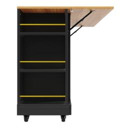 Elegant Kitchen Island Trolley with Wheels, Foldable Worktop, Black Kitchen Trolley with Double-Sided Storage, 120L x 40W x 90H cm, Black - Aosom UK - thumbnail 8