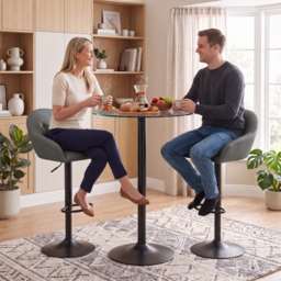 HOMCOM Bar Stools Adjustable Heights Breakfast Bar Stools Backrest Armrests Set of 2 with Rubber Ring Metal Base, Grey - thumbnail 8