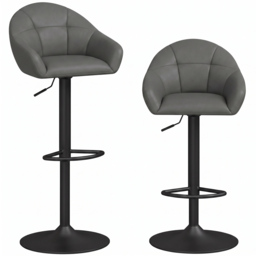 HOMCOM Bar Stools Adjustable Heights Breakfast Bar Stools Backrest Armrests Set of 2 with Rubber Ring Metal Base, Grey