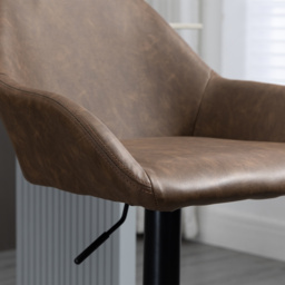HOMCOM Adjustable Bar Chair Set of 2 w/ Footrest and Backrest, PU Leather Steel Base, Swivel Bar Stools for Kitchen Counter, Dark Brown - Aosom UK - thumbnail 9