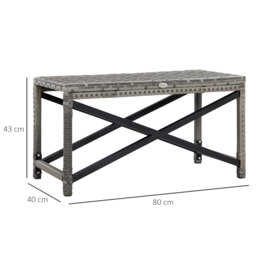 Outsunny PE Wicker Outdoor Coffee Table, Patio Rattan Side Table, with Plastic Board Under the Full Woven Table Top for Patio, Garden Mixed Grey - thumbnail 3