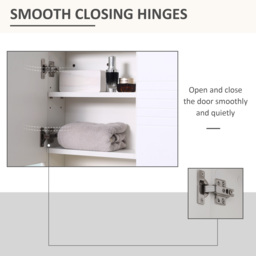 kleankin Bathroom Mirror Cabinet, Wall Mount Storage Cabinet with Double Door, Adjustable Shelf, 54cm x 15cm x 55cm, White - thumbnail 7