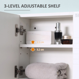 kleankin Bathroom Mirror Cabinet, Wall Mount Storage Cabinet with Double Door, Adjustable Shelf, 54cm x 15cm x 55cm, White - thumbnail 6