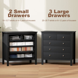 HOMCOM 5 Drawer Dresser for Bedroom, Modern Chest of Drawers, Wide Storage Unit for Living Room, Hallway, Black - thumbnail 4