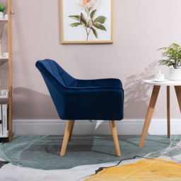 Armchair HOMCOM Accent Chair Wide Arms Slanted Back Padding Iron Frame Wooden Legs Home Bedroom Furniture Seating Blue - Aosom UK - thumbnail 7
