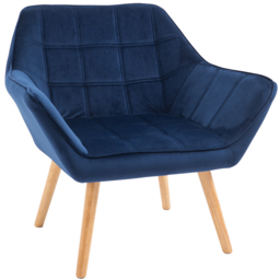 Armchair HOMCOM Accent Chair Wide Arms Slanted Back Padding Iron Frame Wooden Legs Home Bedroom Furniture Seating Blue - Aosom UK