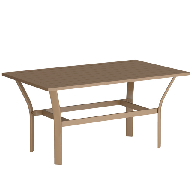 Outsunny Metal Garden Coffee Table, Rectangular Outdoor Side Table with Slatted Tabletop, Foot Pads for Outside, Garden, Balcony, Porch, 91.5 x 55 x 45cm, Brown - image 1