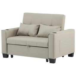 3-In-1 Convertible Pull-Out Sleeper with 3-Position Adjustable Backrest, 2 Seater Sofa Bed for Compact Room, 140L x 96W x 97H cm, Beige - Aosom UK - thumbnail 9