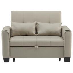 3-In-1 Convertible Pull-Out Sleeper with 3-Position Adjustable Backrest, 2 Seater Sofa Bed for Compact Room, 140L x 96W x 97H cm, Beige - Aosom UK - thumbnail 2