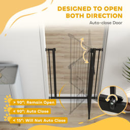 PawHut Extra Tall Dog Gate with Cat Door, Pet Safety Gate for Doorways Stairs with Auto Close Double Locking, 104H x 74-80W cm, Black - Aosom UK - thumbnail 5