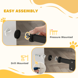 PawHut Extra Tall Dog Gate with Cat Door, Pet Safety Gate for Doorways Stairs with Auto Close Double Locking, 104H x 74-80W cm, Black - Aosom UK - thumbnail 9