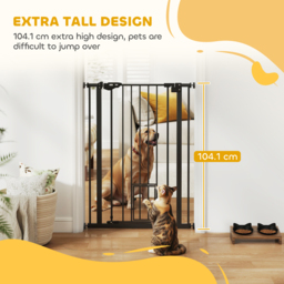 PawHut Extra Tall Dog Gate with Cat Door, Pet Safety Gate for Doorways Stairs with Auto Close Double Locking, 104H x 74-80W cm, Black - Aosom UK - thumbnail 8
