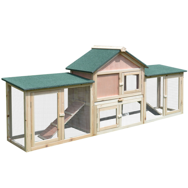 PawHut Deluxe Wooden Rabbit Hutch Bunny Cage House w/ Ladder Outdoor Run - image 1