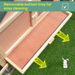 PawHut Deluxe Wooden Rabbit Hutch Bunny Cage House w/ Ladder Outdoor Run - thumbnail 7