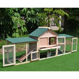 PawHut Deluxe Wooden Rabbit Hutch Bunny Cage House w/ Ladder Outdoor Run - thumbnail 8