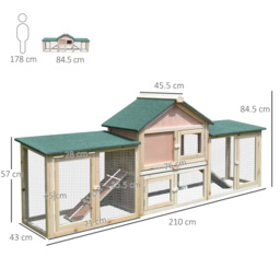 PawHut Deluxe Wooden Rabbit Hutch Bunny Cage House w/ Ladder Outdoor Run - thumbnail 3