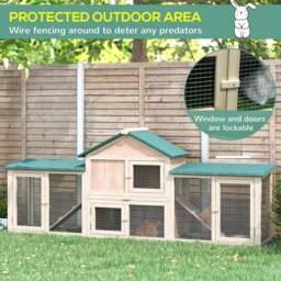 PawHut Deluxe Wooden Rabbit Hutch Bunny Cage House w/ Ladder Outdoor Run - thumbnail 5