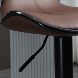 HOMCOM Breakfast Bar Stools Set of 2 with Curved Back Leather Bar Stools 62-82cm Adjustable Height with Curved Back & Gas Lift, Brown - Aosom UK - thumbnail 8