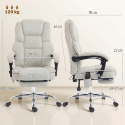 HOMCOM Office Chair with 6-point Vibration Massage and Heat, Fabric Desk Chair with Footrest, High Back, Cream White - thumbnail 3