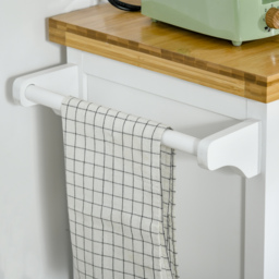 HOMCOM Kitchen Cart Storage Trolley Wooden Cabinet with Drawer Cupboard Towel Rail White - Aosom UK - thumbnail 8