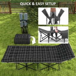 Outsunny 67cm Wide Folding Bed, Camping Cot for Adults with Mattress, Storage Pocket, Carry Bag, Max Load 150kg, Black - thumbnail 7