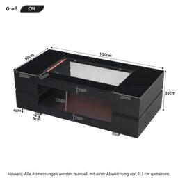 Modern LED Hollow Coffee Table with App-Controlled Light Strip, Desk with High-Gloss Toughened Glass Top, 100L x 50W x 35H cm, Black - Aosom UK - thumbnail 3
