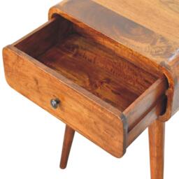 Solid Wood Avora Bedside Table with Drawer and Nordic Legs, Durable Hand‑Finished Desk Ideal for Bedroom, 35L x 45W x 57H cm, Brown - Aosom UK - thumbnail 5