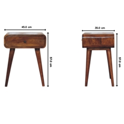 Solid Wood Avora Bedside Table with Drawer and Nordic Legs, Durable Hand‑Finished Desk Ideal for Bedroom, 35L x 45W x 57H cm, Brown - Aosom UK - thumbnail 3