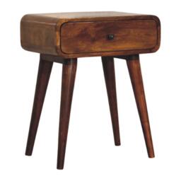 Solid Wood Avora Bedside Table with Drawer and Nordic Legs, Durable Hand‑Finished Desk Ideal for Bedroom, 35L x 45W x 57H cm, Brown - Aosom UK - thumbnail 6