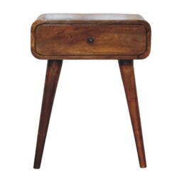 Solid Wood Avora Bedside Table with Drawer and Nordic Legs, Durable Hand‑Finished Desk Ideal for Bedroom, 35L x 45W x 57H cm, Brown - Aosom UK - thumbnail 2