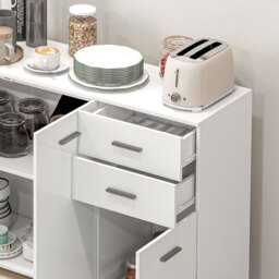 HOMCOM Modern Storage Cabinet, Sideboard with 2 Drawers, 3 Doors and Adjustable Shelves, Kitchen Cabinet for Living & Dining Room, White - Aosom UK - thumbnail 9