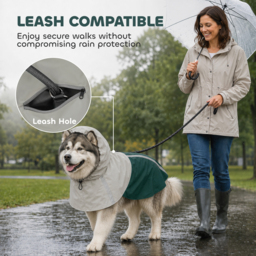 PawHut Dog Raincoat with Hood, Waterproof & Breathable Rain Jacket with Leash Hole, for Extra Large Dogs, Green, XL - thumbnail 7
