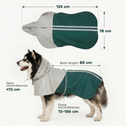 PawHut Dog Raincoat with Hood, Waterproof & Breathable Rain Jacket with Leash Hole, for Extra Large Dogs, Green, XL - thumbnail 3