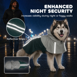 PawHut Dog Raincoat with Hood, Waterproof & Breathable Rain Jacket with Leash Hole, for Extra Large Dogs, Green, XL - thumbnail 5