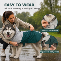 PawHut Dog Raincoat with Hood, Waterproof & Breathable Rain Jacket with Leash Hole, for Extra Large Dogs, Green, XL - thumbnail 6