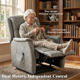HOMCOM Power Lift Recliner Chair, Dual Motor Electric Lift Chair for Elderly with Remote Control, Grey - thumbnail 5
