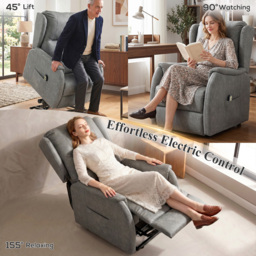 HOMCOM Power Lift Recliner Chair, Dual Motor Electric Lift Chair for Elderly with Remote Control, Grey - thumbnail 4